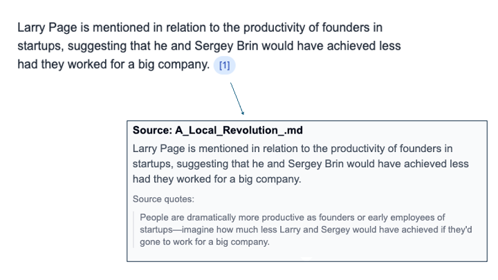 Citations provide source quotes.